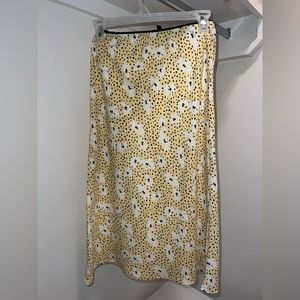 Yellow floral, midi skirt